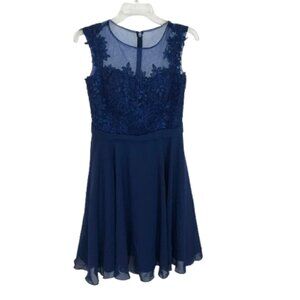 NWT JJs House Womens Size 8 Blue A-line Knee-Length Chiffon Cocktail Dress NEW